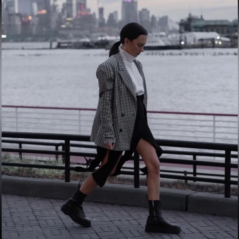 Bershka Voluminous blazer with gingham print - Picture 6 of 8